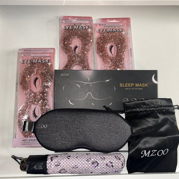 Eye Mask & Travel Set – Glitter Gel Hot Cold, MZOO Sleep Mask, Paradise Umbrella - Picture 5 of 5